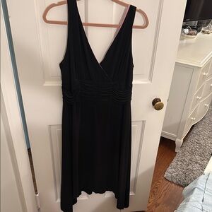 Black V-Neck Sleeveless Midi Sundress